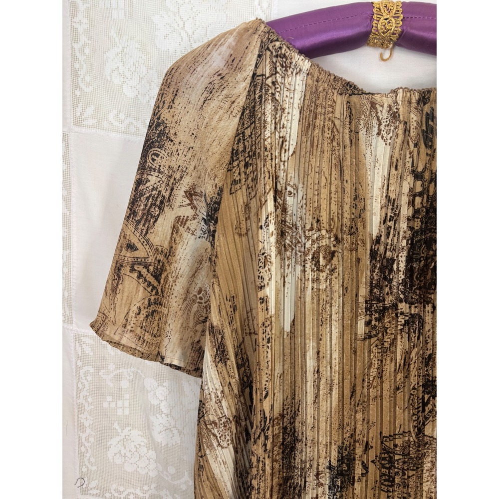 Brown Earth Tone Boho Western Whimsy Button Front Flowy Blouse Size 3X - Picture 13 of 16